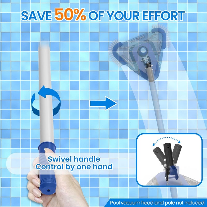 Poolvio Pool Vacuum Head Replacement Handles (2-Pack) – Heavy‑Duty Plastic Swivel Handles with EZ Clips & Locking Pins – Fits Standard 1‑1/4″ Telescopic Pole & Pool Accessories - Image 4